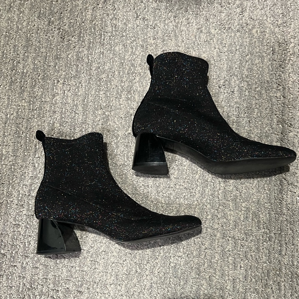Zara Sparkly Black Heeled Boots